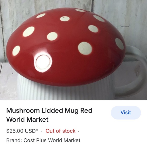 WORLD MARKET MUSHROOM MUG w/LID - Picture 9 of 12